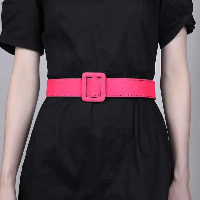 Ceintures de chaîne de taille rose ceinture rouge élastique large couverture de taille féminine robe décorative de fleur d'arc à la mode avec ceinture de mode accessoires240416