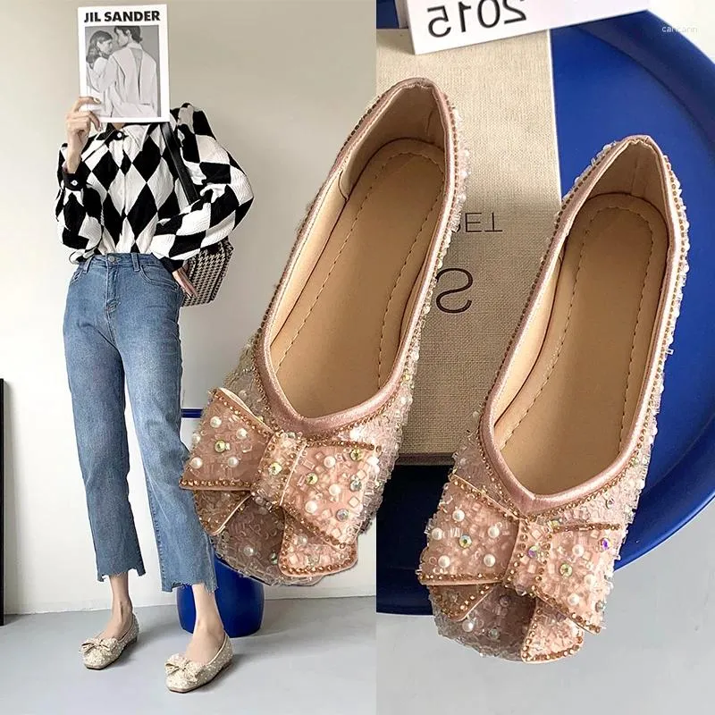 Casual Shoes Spring And Autumn Flat Platform Solid Color Bowknot Sweet Round Toe Shallow Mouth Comfortable Good-looking Women's