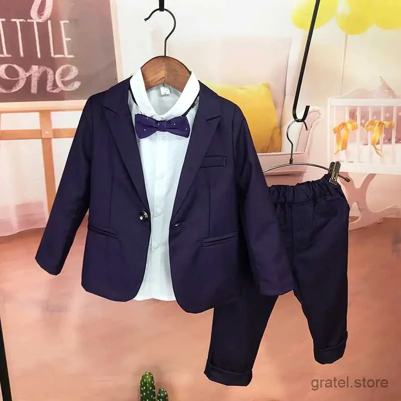 Suits Baby Boys Girls Formal Blazer Jacket +Pants 2st Clothing Set Gentleman Kids Evening Wedding Suit Bilder Performance Dress