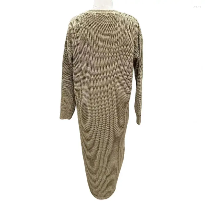 Lässige Kleider Frauen Kleid stilvolle Frauen unregelmäßiger gespaltener Saum -Strickpullover für Herbst Winter weich dick war warm