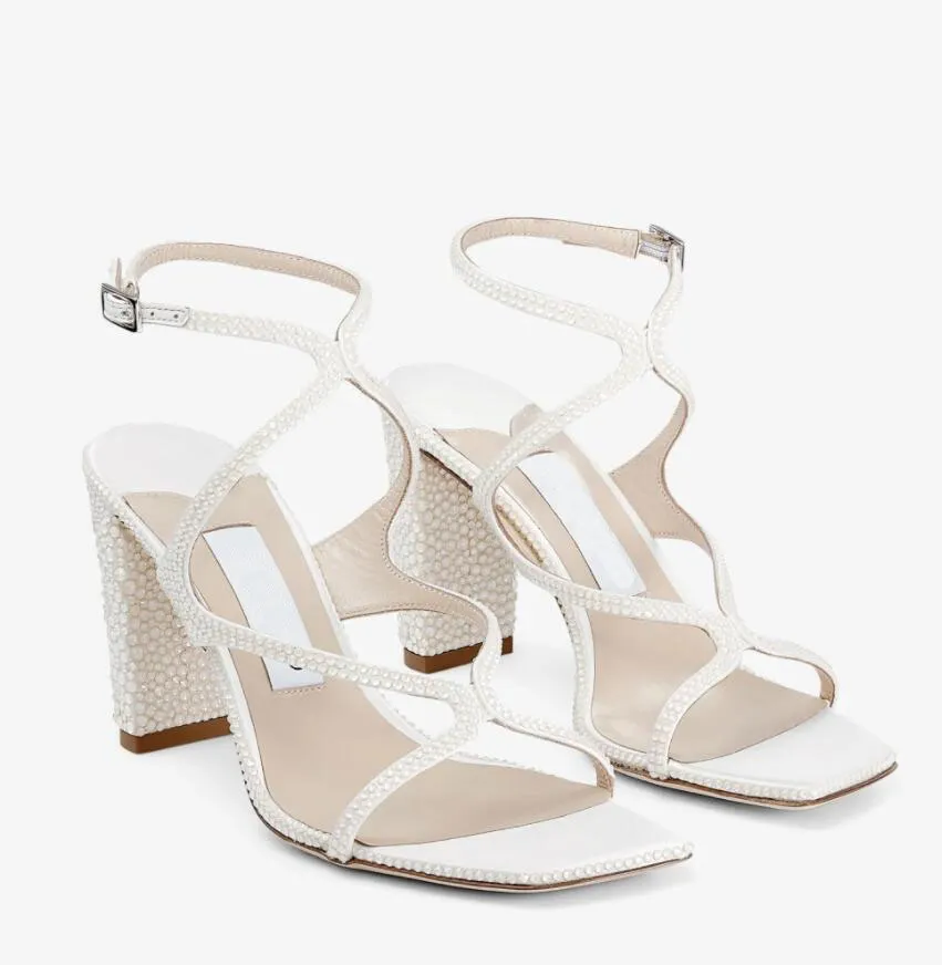 Bulk White Pearl Heels: Elegant Leather Open Toe Sandals 85mm