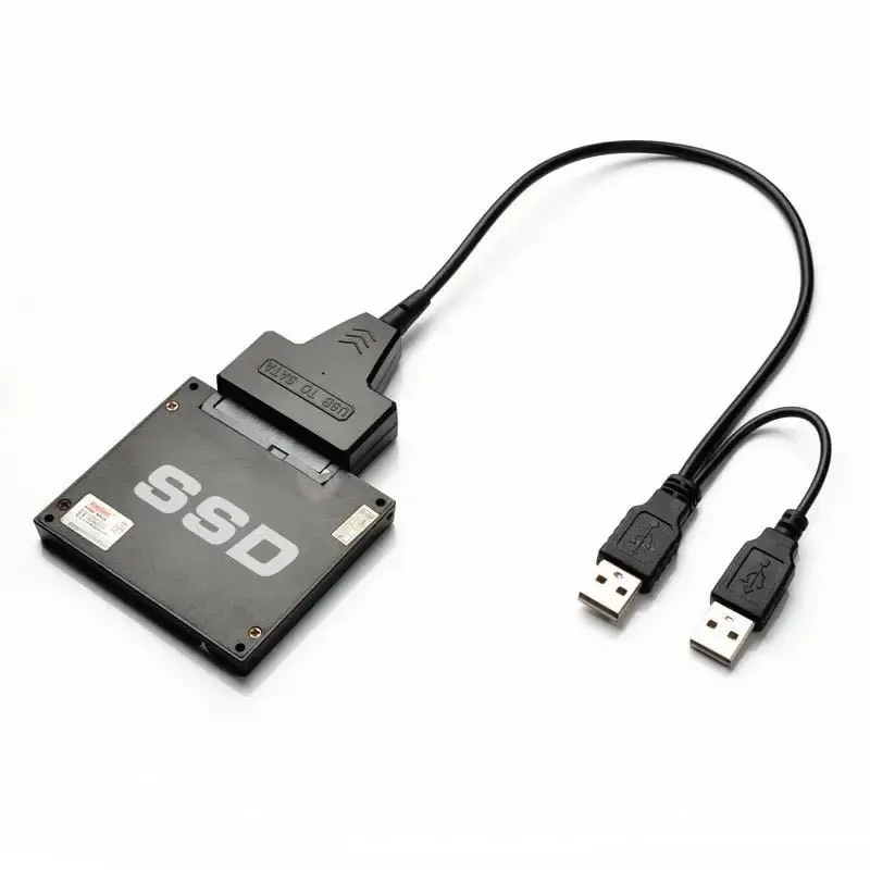 USB till SATA USB 2,0 till 2,5 tum HDD 7+15 Pin SATA hårddiskkabeladapter är lämplig för SATA SSD och HDD -adapter