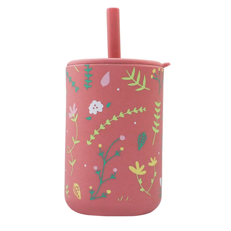 Baby Silicone Sippy Cup With Straw Cartoon Animal Spill Proof Water Cups Leakproof Toddlers Child Drinking Cup