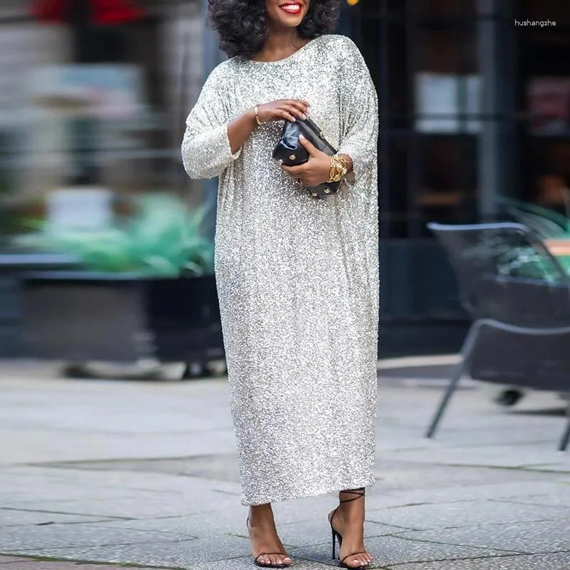 Elegant Long Sleeve One Piece Dress with Sequins for Women - Perfect for Winter Parties and Christmas