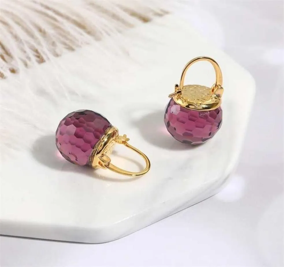 Sey luksusowa biżuteria mody fioletowo -austriacka kryształowa piłka serc upuszcza kolczyki weselne akcesoria dla kobiet 2201217578855