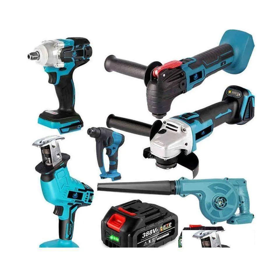 Power Tool Sets Brushless Electric Impact Wrench /Angle Grinder/ Hammer/Electric Blower/Reciprocating Chain Saw Series Bare Tools Dr Dhpto