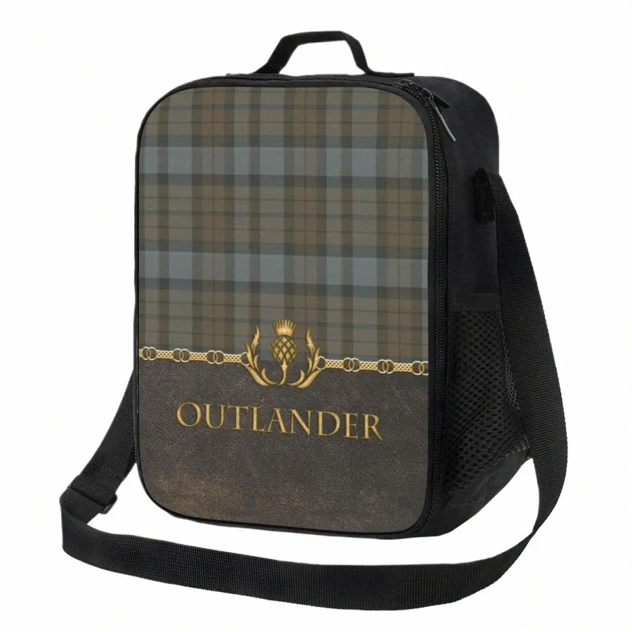 läder och tartan outlander mönster termisk isolerad lunchpåse modern rutig kontroll textur bärbar lunch tote för bento box k5yb#