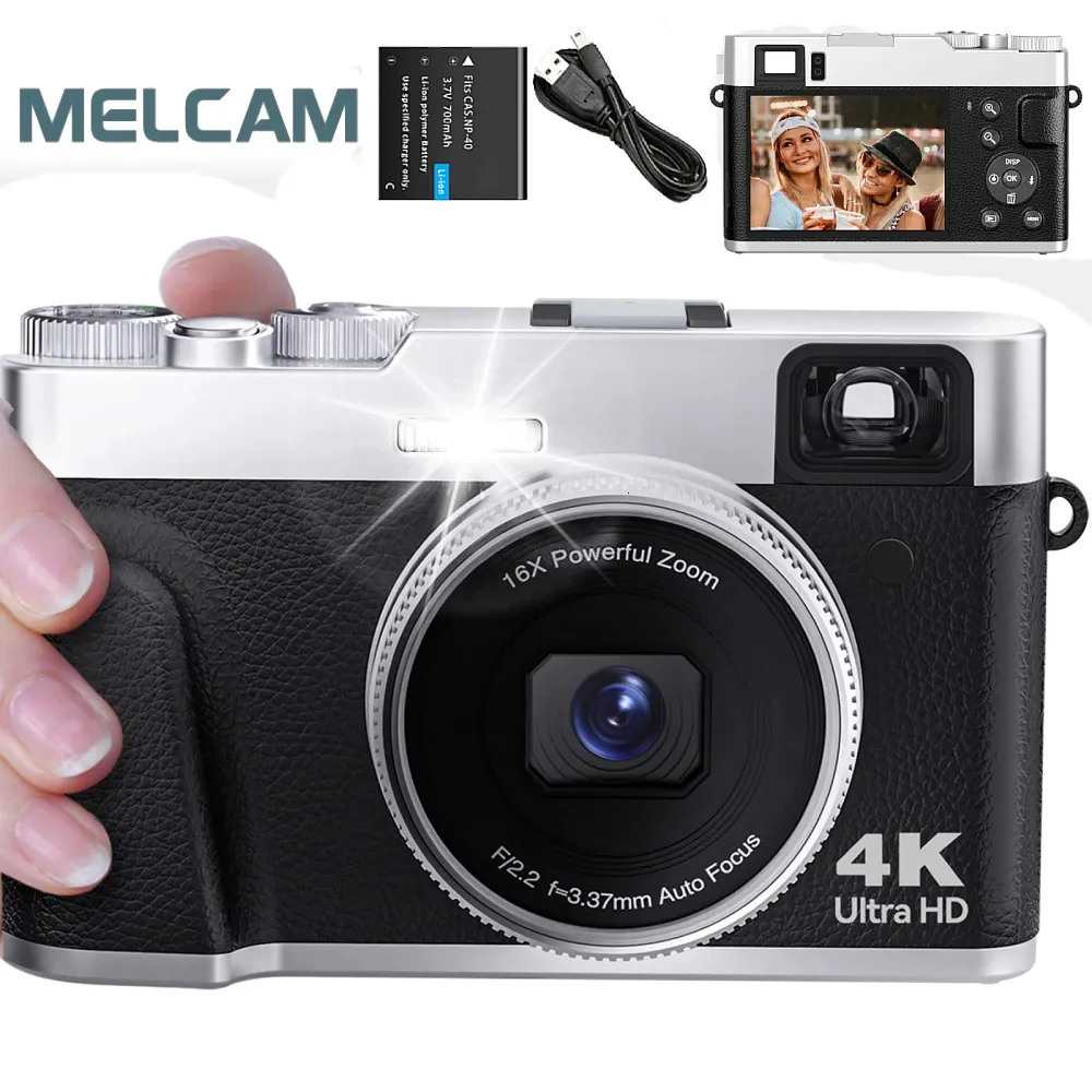 4K Digital Camera Auto Focus 48MP Vlogging for and Antishake Video с ViewFinder Flash Dial 16x Zoom 240407