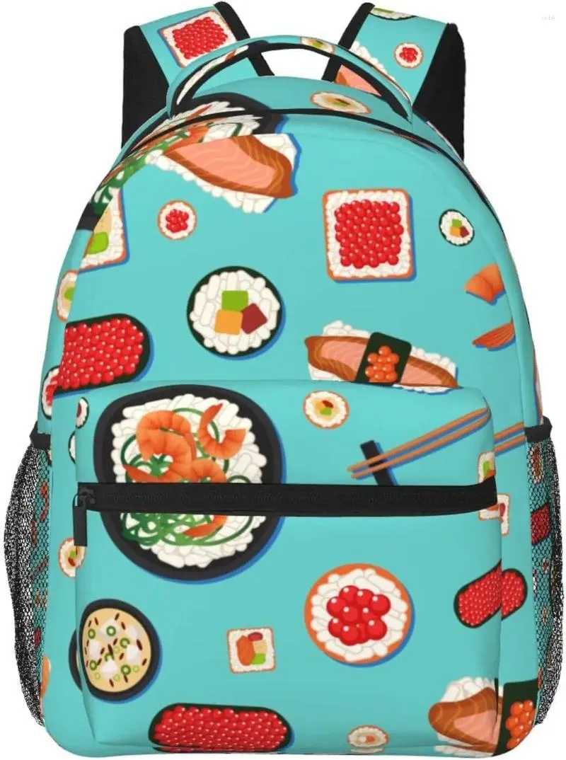 Backpack Many Sushi Food Print Laptop Bag Cute Lightweight Casual Daypack For Men Women
