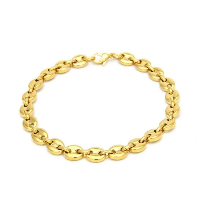 Nouvelle mode Design unique Bracelet Bracelet Chaîne jaune Gold plaqué 316L Bracelets en acier inoxydable pour hommes bijoux branchés Hip Nice Gift5822969