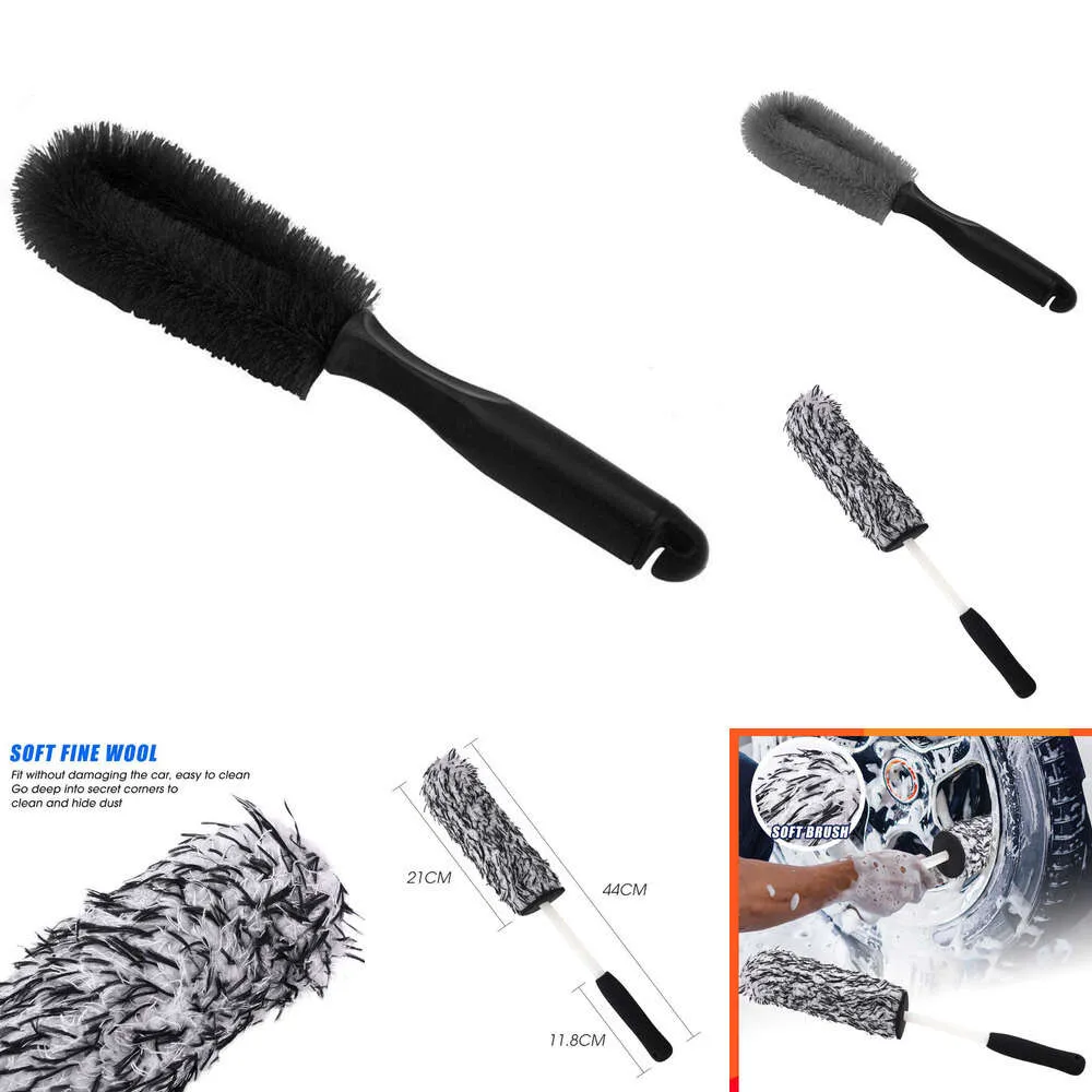 2024 Long Plush Car Wheel Tyre تفاصيل فرشاة Hub Hub Cleaning Dirt Remover Tools Universal Truck Auto Tyre Care Washes Brushes