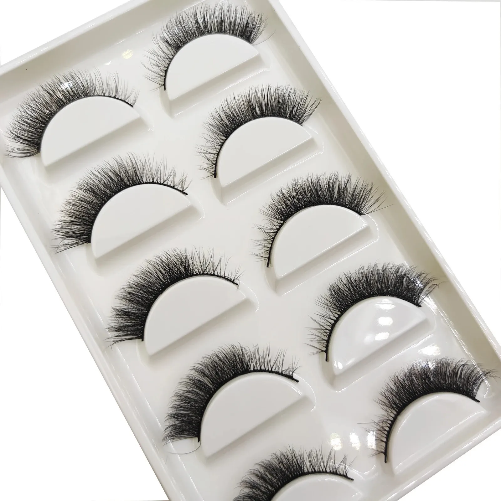 5 Pairs 3D Natural Half Eye Thick False Eye Lashes Mink Lashes Soft Fake Cat Eyelash Wispy Makeup Eyelashes Cilios 240416