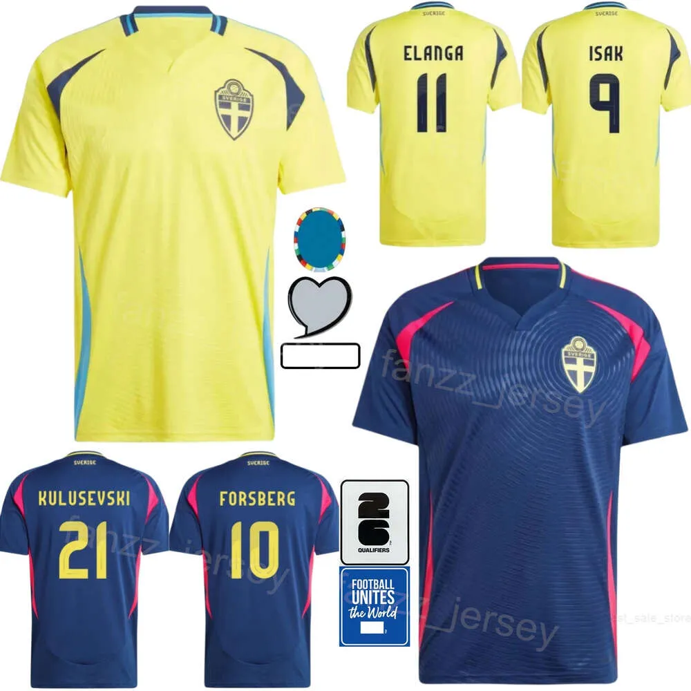 2024-25 Nationslag Sverige 24 Nilsson Soccer Jersey Man Euro Cup Thelin 17 Gyokeres Nanasi 21 Kulusevski 9 Isak 3 Lindelof 10 Forsberg Football Shirt Kits Uniform