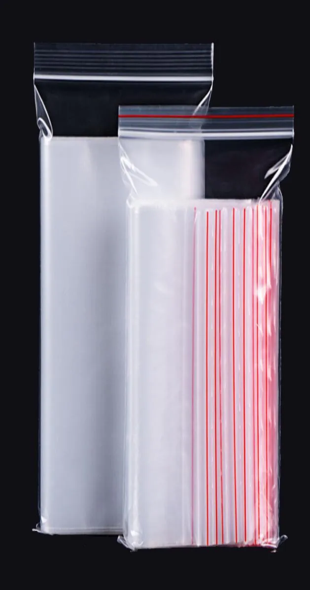 Zip Clear Grip Self Press Seal Lock Plastic Bags with Red Side6856711