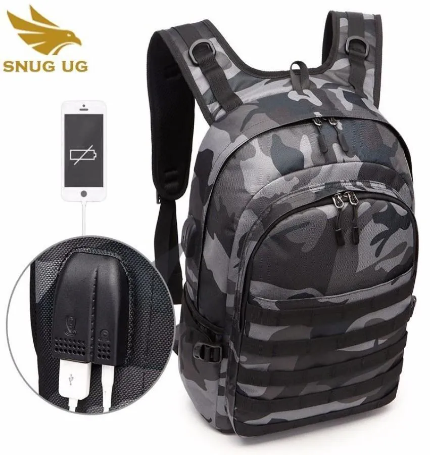 Mężczyzn worka Battlefield Plecak wielofunkcyjny duża pojemność Kamuflaż Travel Oxford USB Słuchawki Jack Gra poziom 3 Bagpack2074877