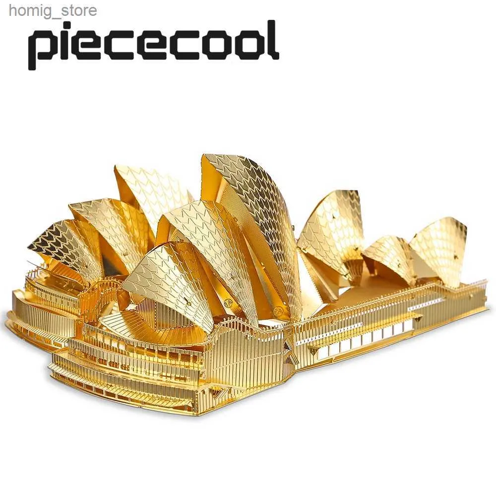 3D Puzzles Piecool 3D Puzzle Metal Sydney Opera House Diy Toys Model Building Kits Jigsaw voor volwassen Y240415