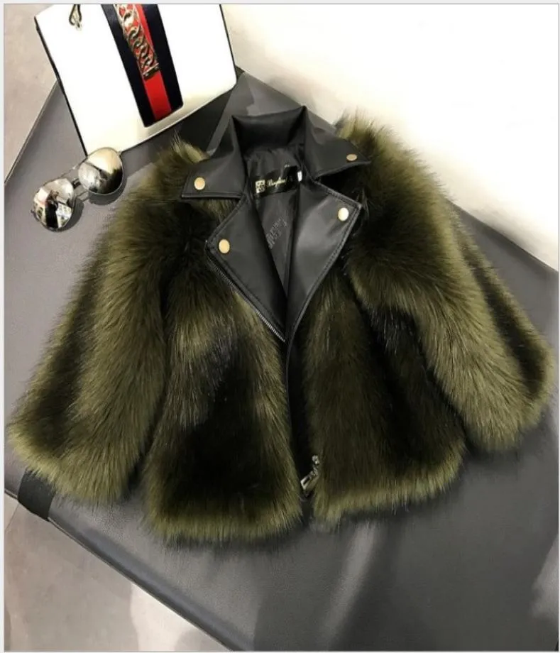 Short Style Girls Fur Coat Jacket Imitation Fox Artificial Fur Grass High Quality PlushLeather Winter Kids Baby Girl Clothes Outw4509703