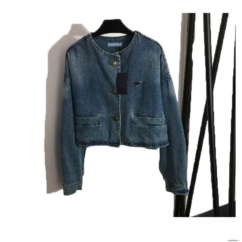 Dames jassen dames jas ontwerper denim slanke stijl parka's voor dame met letter zippers knop budge lente herfst jas jas fashio otkfq