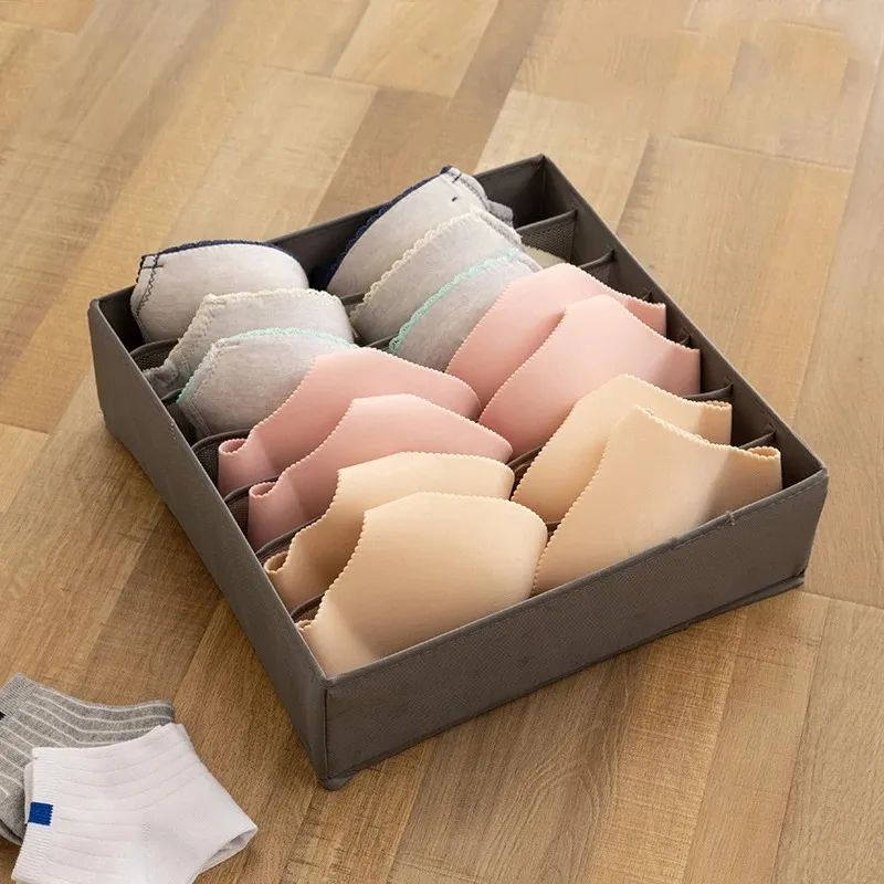 16 Grids Underwear Storage Organizer Beige Household Closet Drawer Split Storage Box Clothes Organizer for Wardrobe