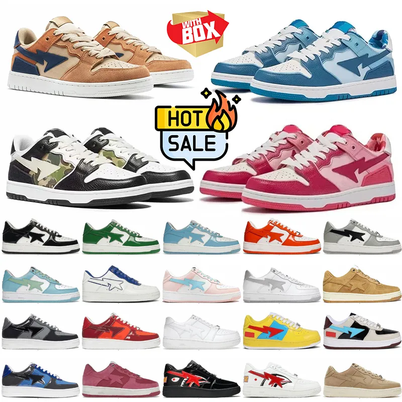 Diseñador Sta Casual Shoes Sk8 Low Men Women Color Block Shark Blanco Blanco Pastel Verde Blue Suede Mens Papacadores para mujer Snakers al aire libre Talking With Box