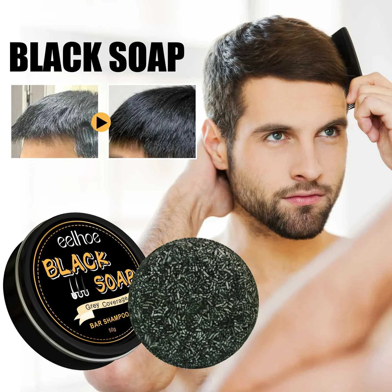 Handgjorda tvål svart hår schampo tvål polygonum multiflorum schampo tvålar darking täcker grått hår schampo tvål schampo bar tvål 240416