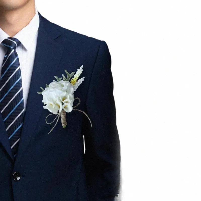 Weiße Rose Corsage für Männer Bräutigam Beste Mann Hochzeitsfeier Meeting Persal Decoratis Accories Supplies Q54J#