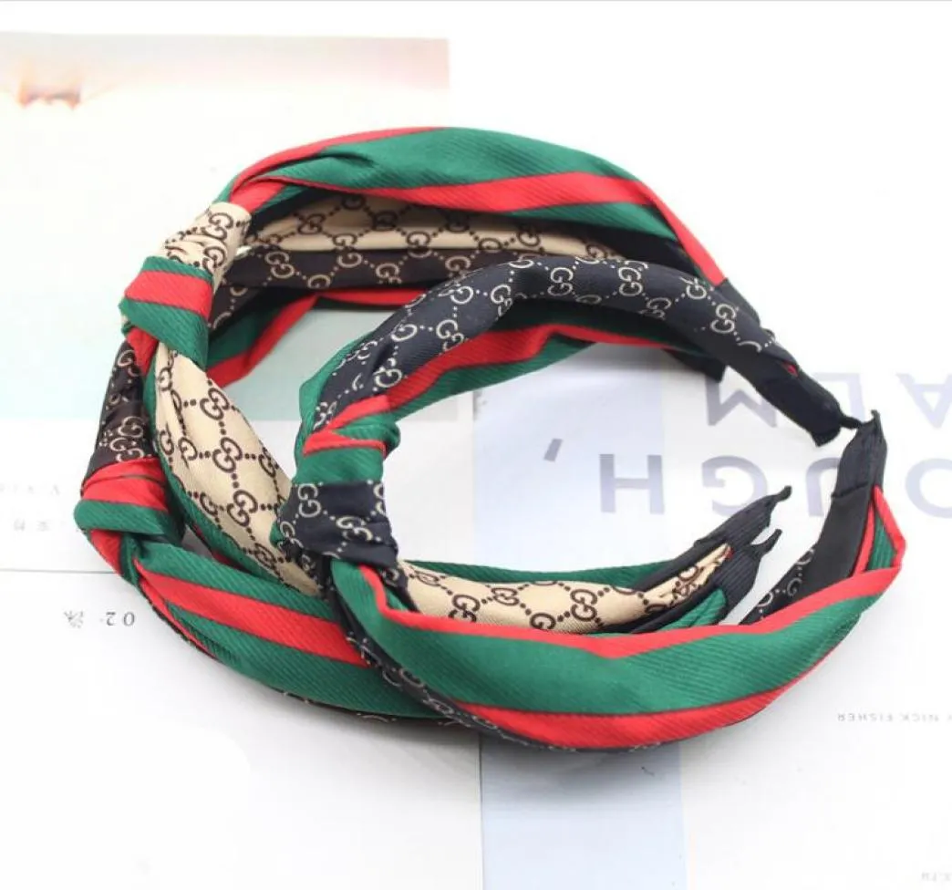 Fabric green red striped headband highgrade knotted splicing plaid headband Hair Accessories Tools 12 styles hair accessories f3681743