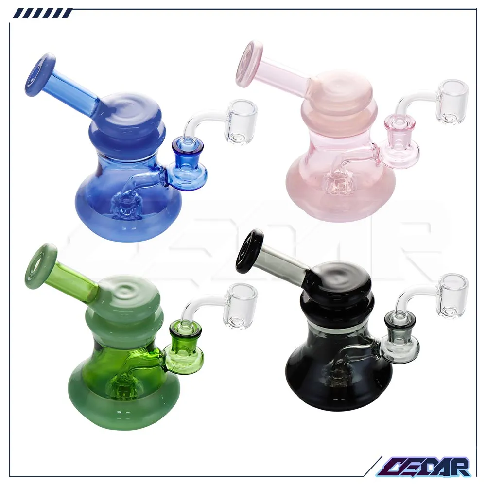 5,9 Zoll gemischtes Glas Schatten Bubbler Recycler Bong Dab Rigglaswasserleitung mit 14mm Quarzknaller