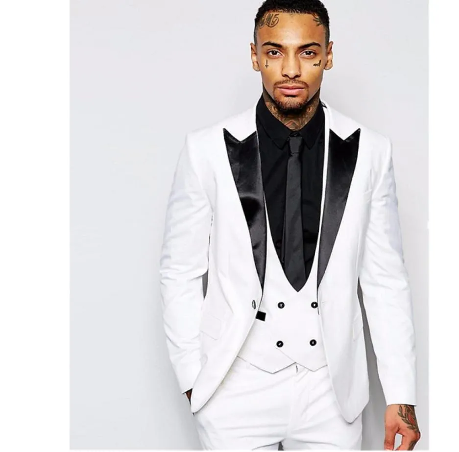 Nouveaux garçons d'honneur Black Abel Groom Tuxedos Men Whitered Suit Man Wedding Blazer JacketPantSietiest4534247