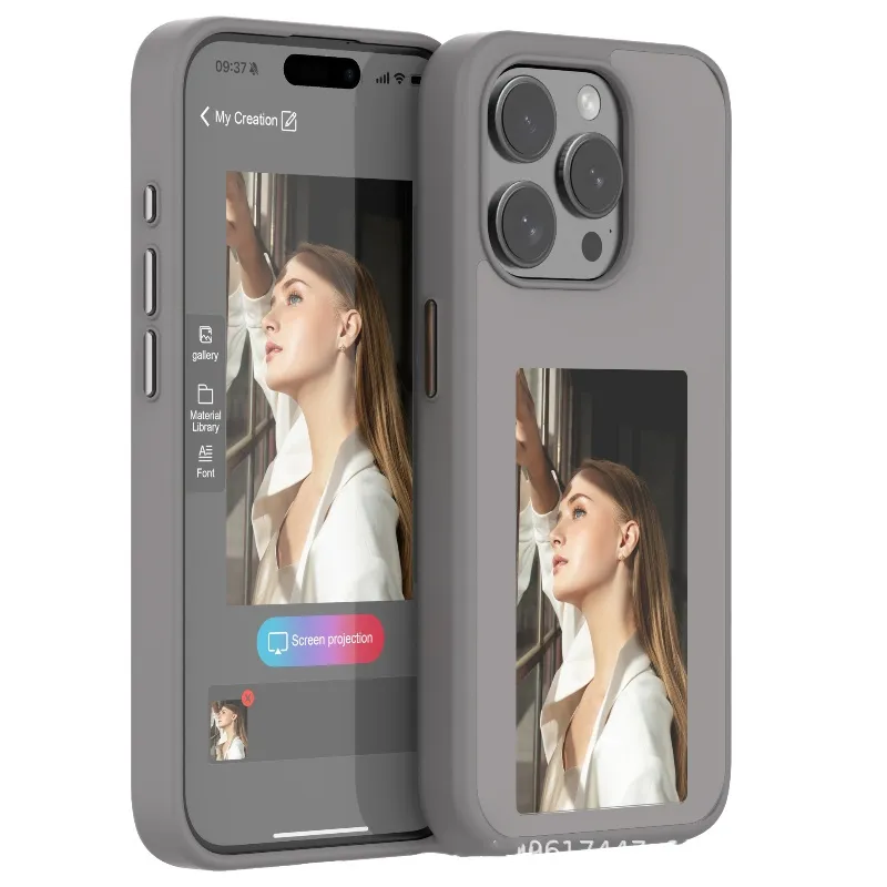 Tela Eink SMART APP NFC Atualizar capa de telefone DIY para iPhone 14 15 Capa protetora Caso personalizado personalizado Exibir tampas de visita de tinta livre de bateria