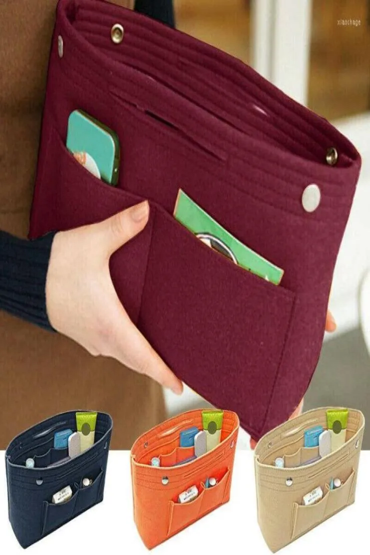 Storage Bags Purse Organizer Insert Makeup Handbag Felt Bag With Zipper ampamp Tote Shaper Fit Cosmetic4145025