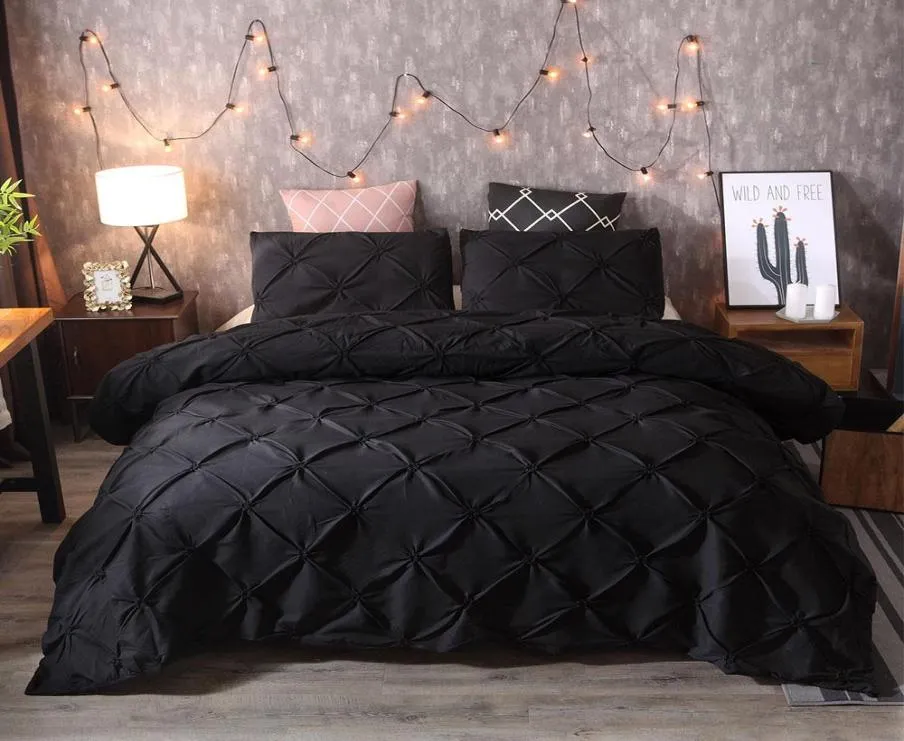 Bedding Sets Duvet Cover Quilt Cover Pillow Case Bedding Set Black New5774048