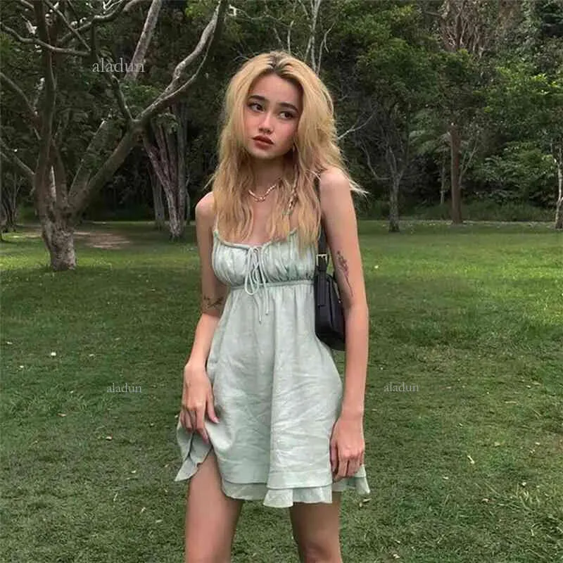 Mint Green Dresses For Women, Summer Spaghetti Strap Mini Dress
