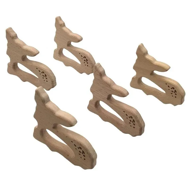 New Infant Baby Wood Teether Deer Shape Natrual Wooden Baby Teether Toys Wooden Teething Accessories Baby Shower Gifts