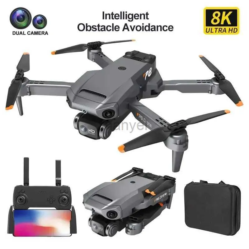 Drones New P8 RC Drone avec 8K HD Camera Obstacles Évitement du drone Pliant 8K Photographie Aérienne Quadcoptère Téméténtiel Plan de commande Plane 240416