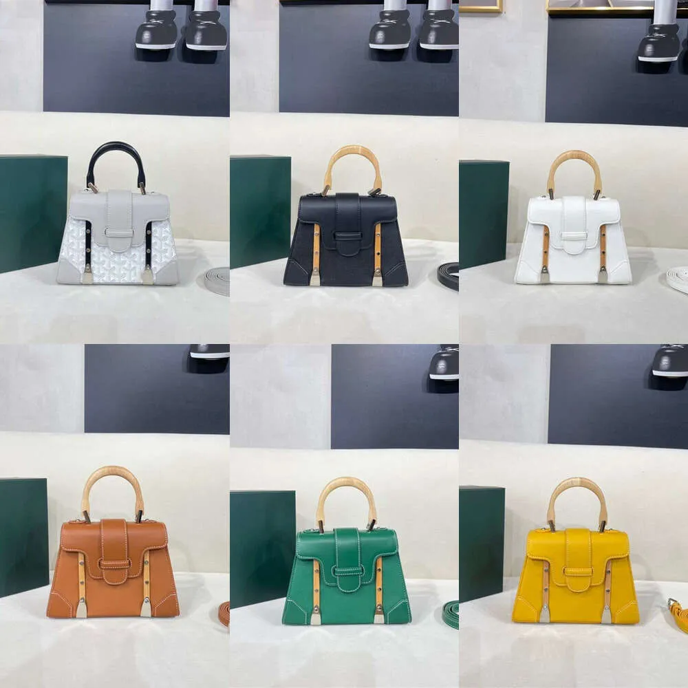 2024 Дизайнерская сумочка Goy Yalaohua собачьи зубы Saigon Bag Fashion Casual Saigon деревянная ручка ручка с одно плечо одно плечо.