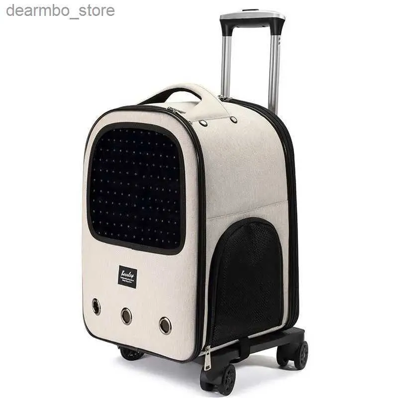 Cat Carriers Crates Houses Trolley Pet Backpack Lare Space Mute Universal Wheel Cat Ba Foldin Trolleys Pets Bas Cats en Do Carrier L49