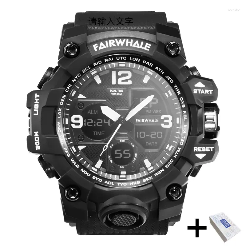 Armbandsur Mark Fairwhale 4230 Militär Mens Electronic Watch Sports Waterproof Countdown Week Calender Men Clock Reloj Hombre