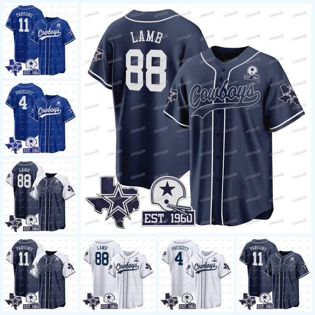 11 Micah Parsons Ceedee Lamb Cowboys Baseball Jersey Dak Prescott Trevon Diggs Demarcus Lawrence Leighton Vander Esch Tony Pollard Emmitt Smith