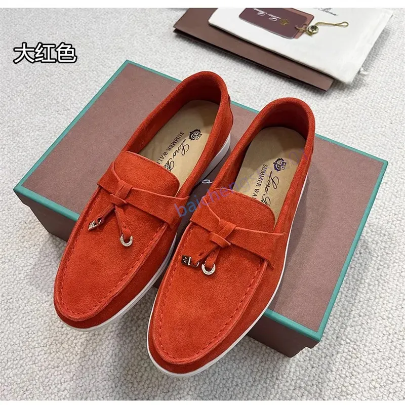 Loro Piano Summer Walk Femme Flat Heel Casual Shoe Man Man Tasman Locons Luxury Suede Robe Designer Shoe Moccasin Slip on Outdoor Run Shoe Low Top Sneakers Cuir D4