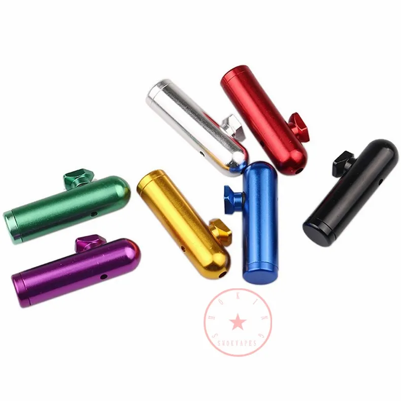 Bullet Style Colorful Smoking Aluminium Alloy Pipes Portable Herb Tobacco Stash Case Detachable Universe Pocket Snuff Snorter Sniffer Cigarette Holder Bottle