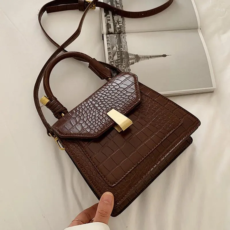 DrawString Female Alligator PU Leather Crossbody Bags For Women 2024 Tote Shoulder Messenger Bag Ladies Hand Sling Luxury Handbags Designer