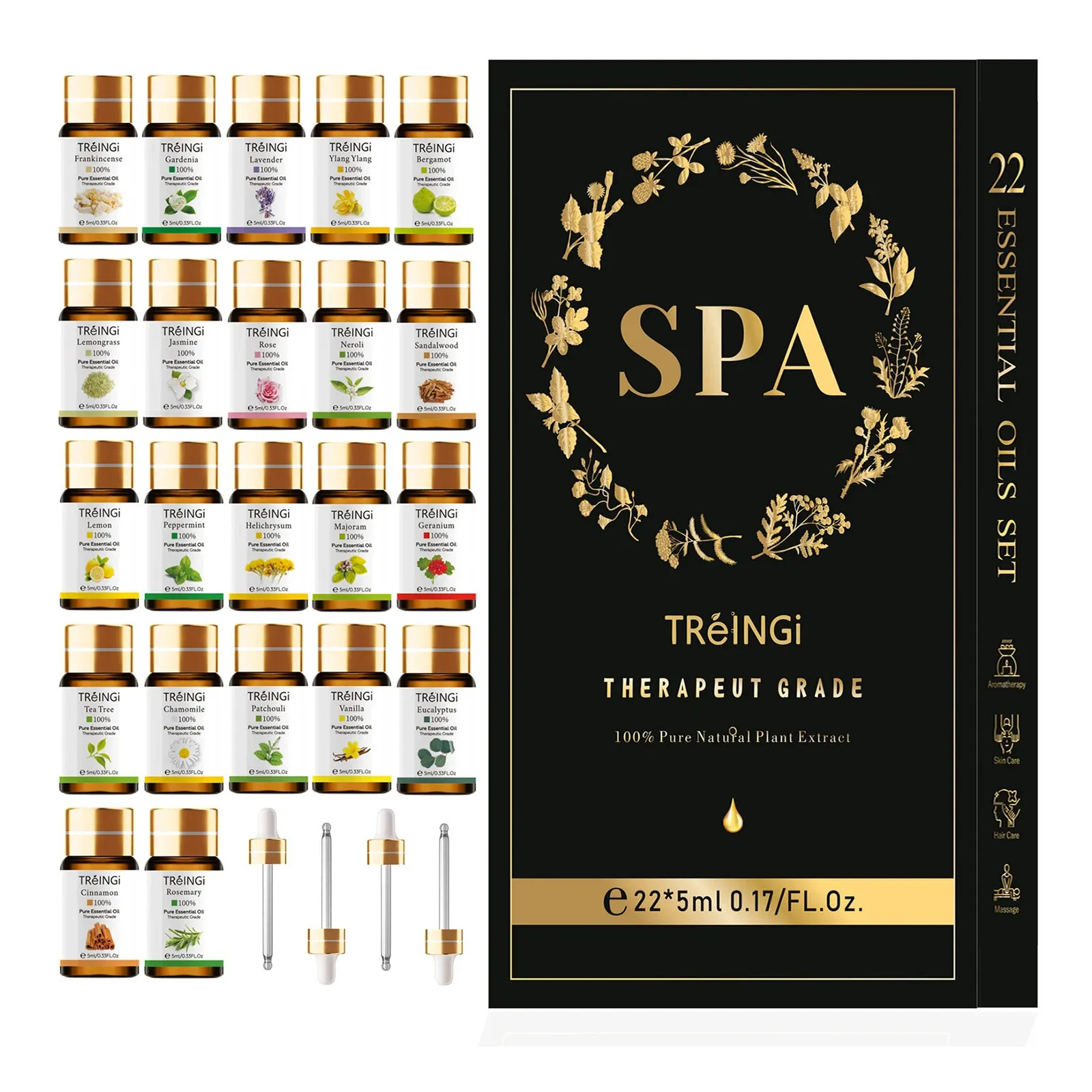 Pure Natural Essential Oils 22st Gift Box Spa Set For Skin Hair Care Bath Massage Parfym Tvål Candle Making Diffuser Aroma Oil 240416