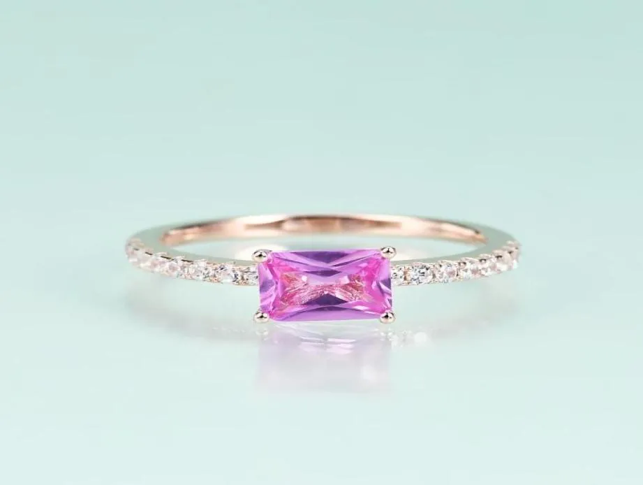 Cluster anneaux gem39s beauté 925 argent sterling rose rose or revêtu de laboratoire rose sapphire ring