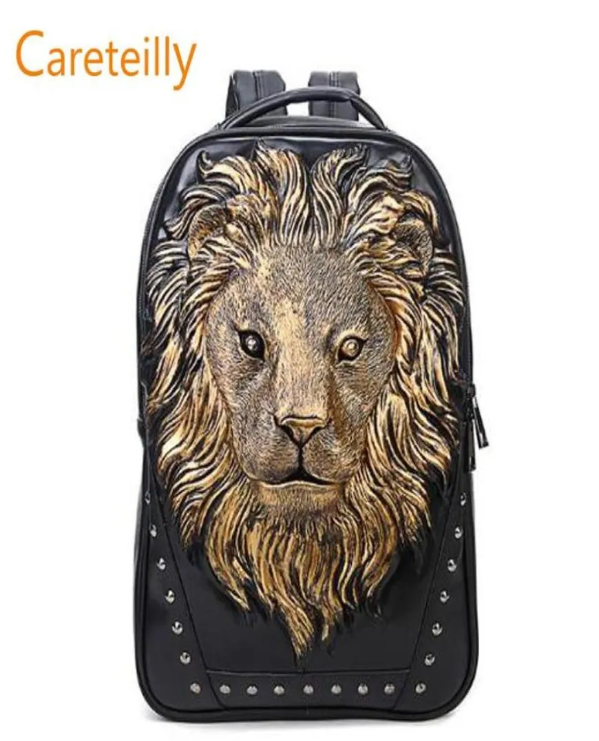 Pu Leather Backpack Lion Match imprimé Backpacks Fashion ordinateur portable sac à dos Sacs d'épalsine Schoolbgs 46x31x12cm 20222738377