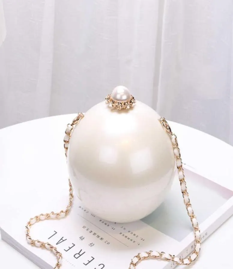 2020 Fashion Design Pearl Ball Party Evening Bags Woman Handbags Global Spherical Acrylic Hard Case Shoulder Small Crossbody Bag Q7596689