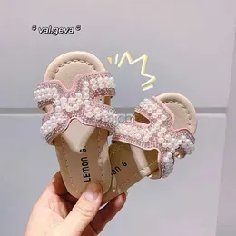 Slipper Cheap Fashion Kids Girls Slippers Summer Shoes H Pearls Crystal Princess Sandals Slippers Home Outdoor Children Girl Slides 2448