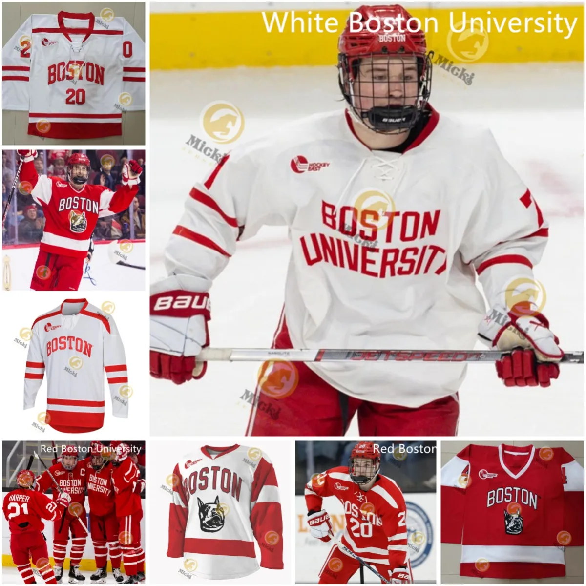 Jay O'Brien Lane Hutson Boston University Terriers 2024 Frozen Four Hockey Jersey Jack Page Devin Kaplan Brian Carrabes Domenick Fensore Boston University Jersey