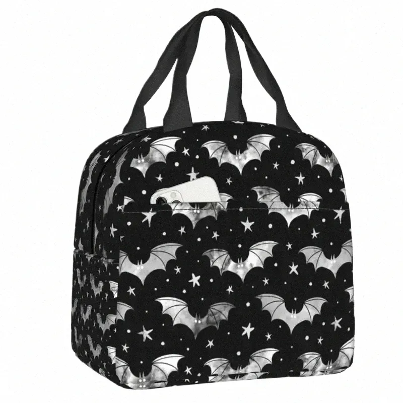 bats And Stars Lunch Bag Halen Goth Cooler Thermal Insulated Lunch Box For Women Kids School Beach Cam Food Tote Bags m8ck#