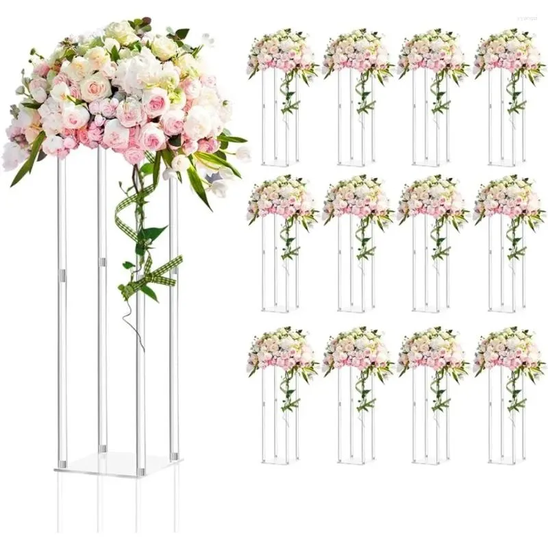 Vases 12 Pieces Tall Acrylic Vase Wedding Centerpieces Clear Flower Home Decorations Room Decor Decoration Garden